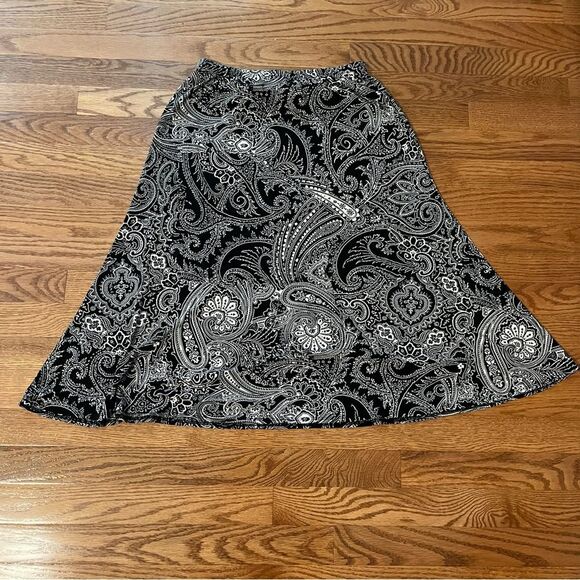 Chico's A Line Elastic Waist Skirt-Black Tan Pattern-Size 0 (Small) - Picture 4 of 5